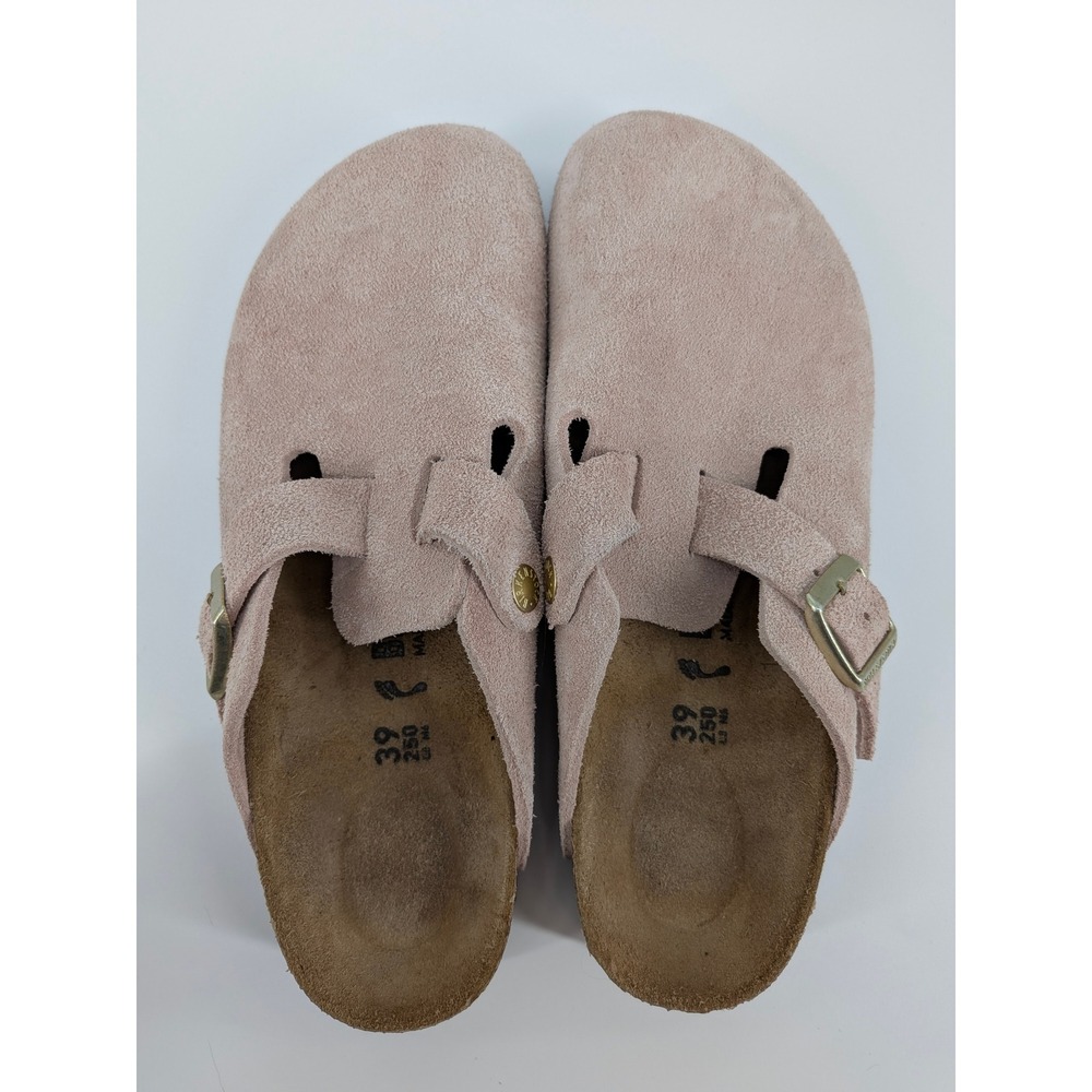 Birkenstock Boston Clogs Women 39 8.5 Rose Pink Suede Leather Slip On Buckle - Picture 2 of 8